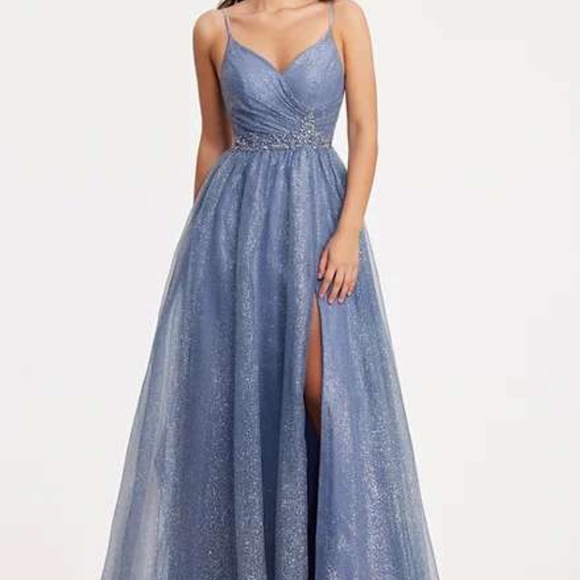 Angela & Alison Prom Dress, Style 22032 Steel Blue, Size 6 - Picture 1 of 1